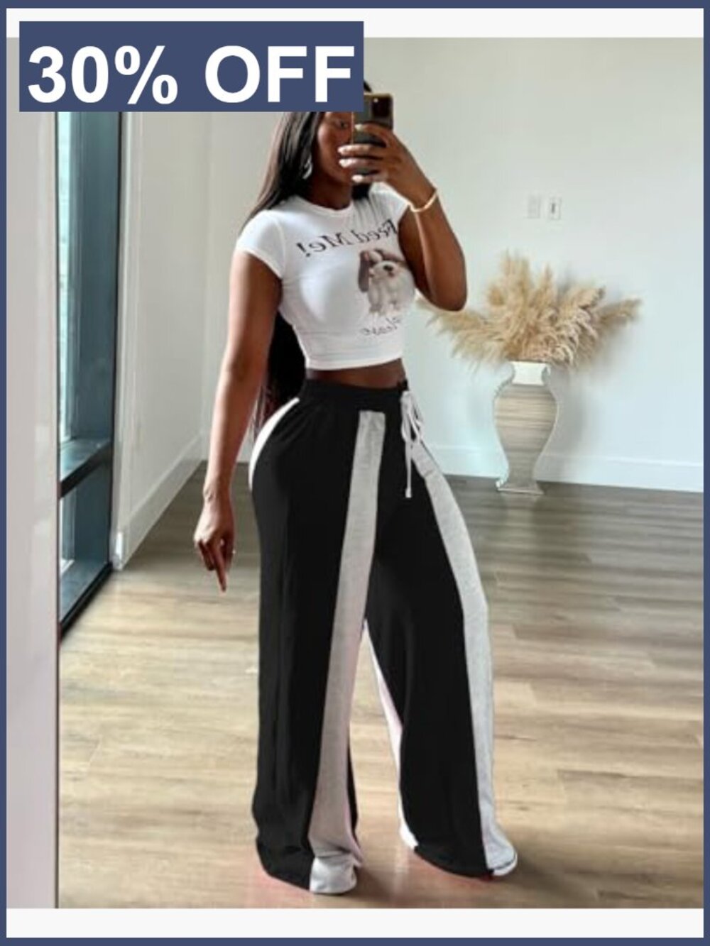 Wide Leg Sweatpants High Waisted Baggy Joggers Athletic Pants - Picture 4 of 7
